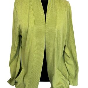 Chicos Sweater Lime Green Open Cardigan Size 3 (Chicos Size Extra Large) Spring